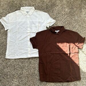 RSQ brown & white button ups NWOT